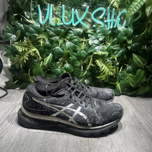 Asics Gel-Nimbus 24 Platinum Lace-Up Black Synthetic Mens Running Shoes 8.5 main image 9